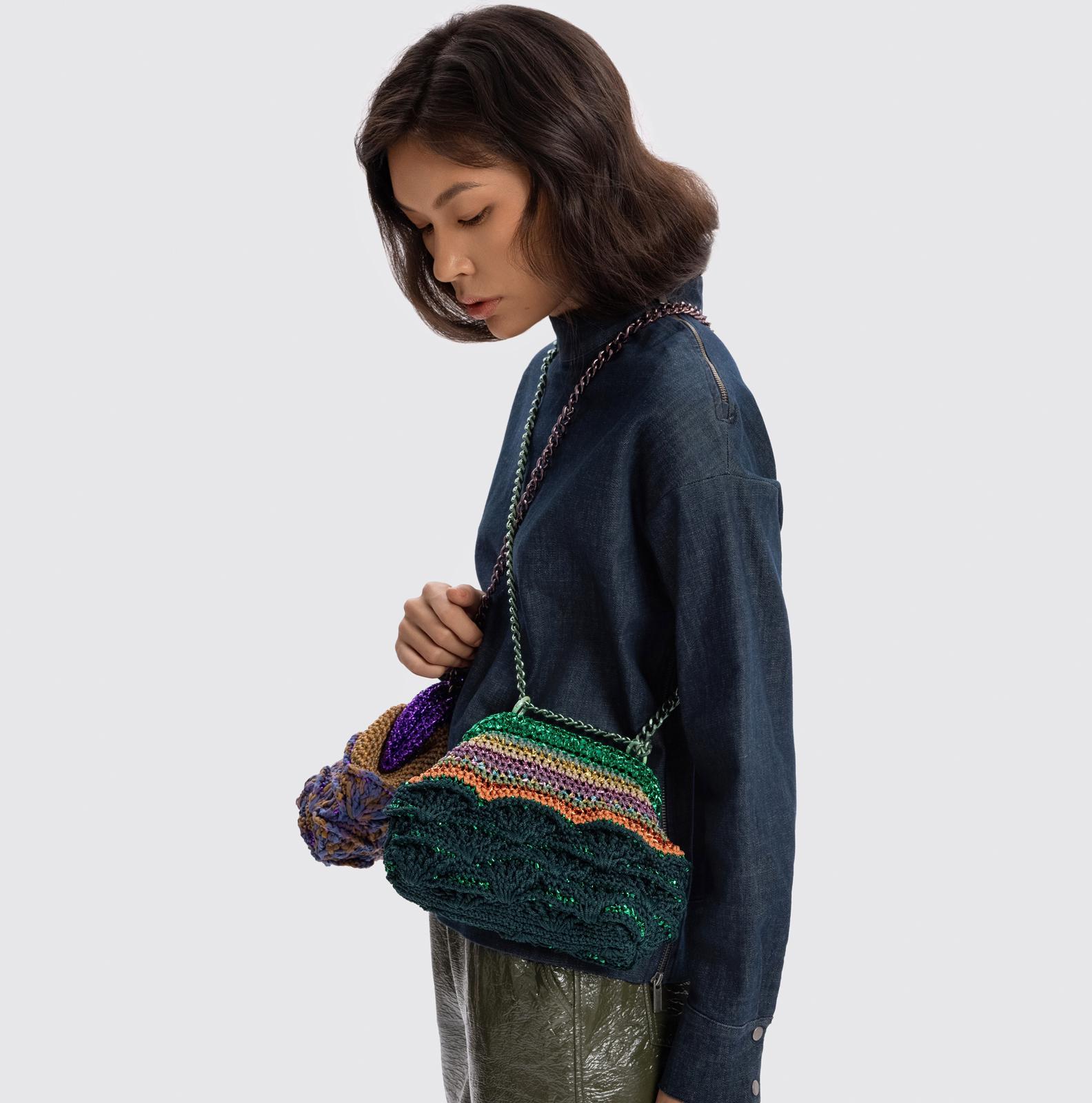 MIDIYE CLUCH - GREEN MULTICOLOR